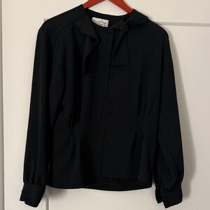 Oscar de la Renta Black Blouse with Bow Detail
